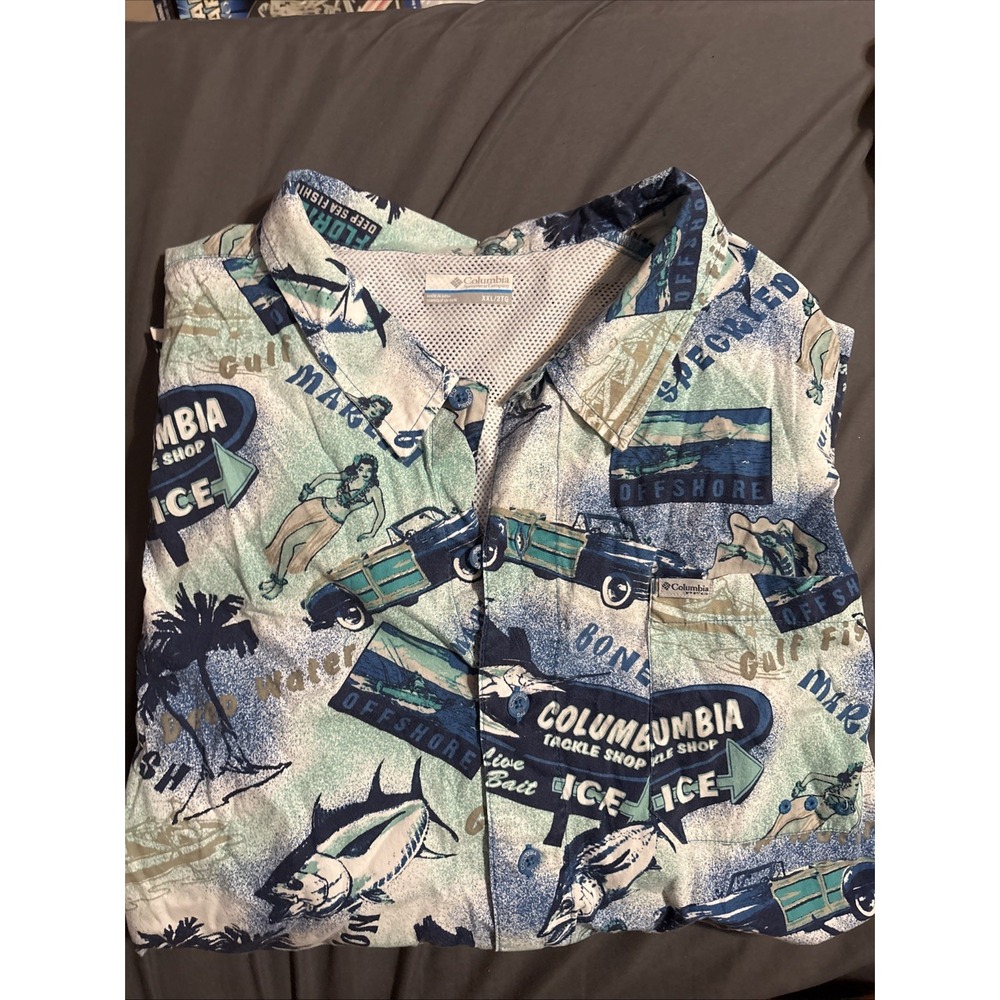 Columbia Men's XXL Fishing Graphic Button Down Shirt